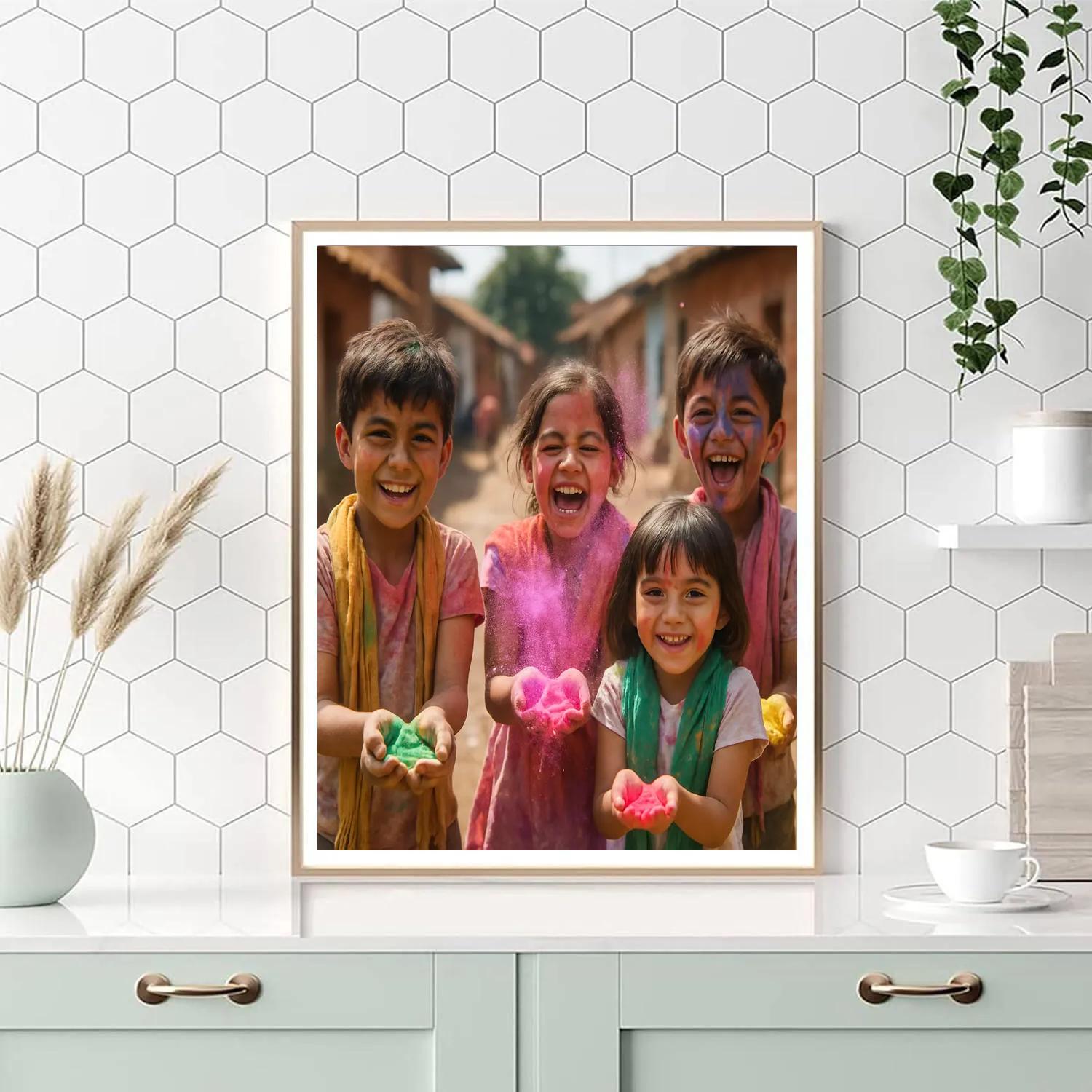 Holi Of Colours For Children At Village Fair Number painting
