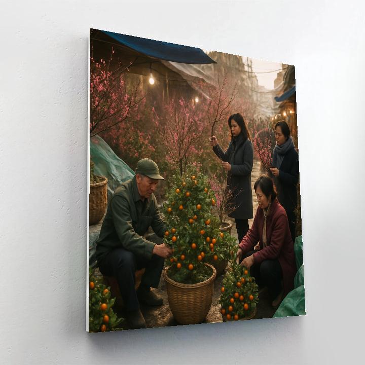 Tet Flower Market In Hanoi At Dawn DIY paint by numbers