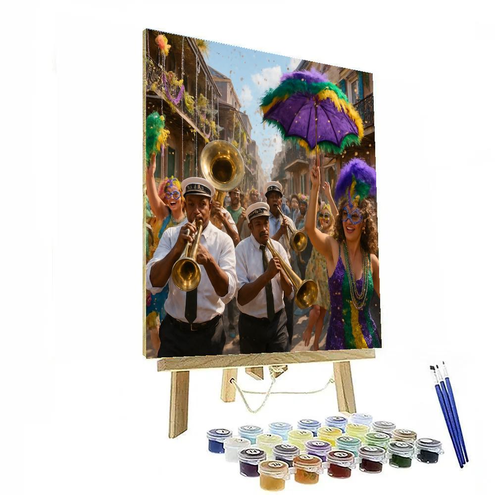 Mardi Gras Second Line Brass Band In New Orleans paint by color