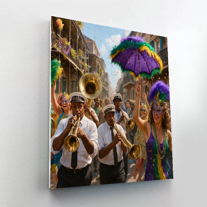 Mardi Gras Second Line Brass Band In New Orleans paint by color