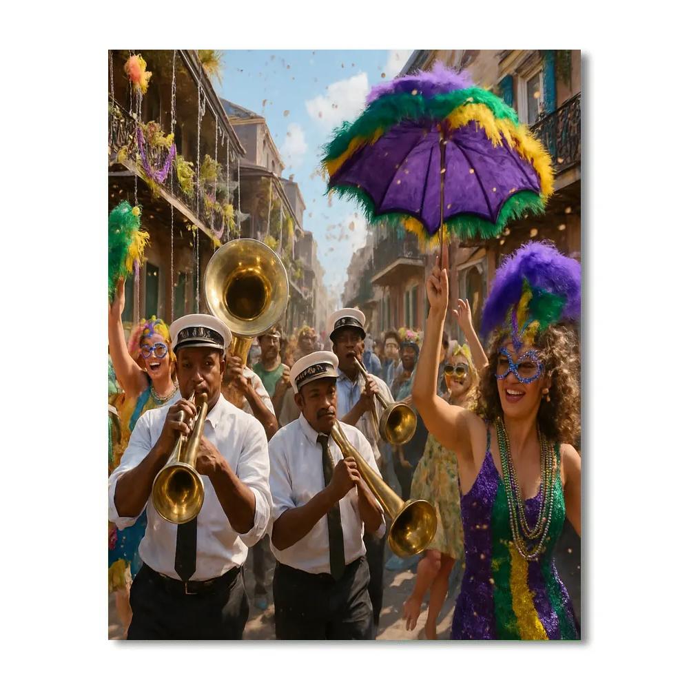 Mardi Gras Second Line Brass Band In New Orleans paint by color