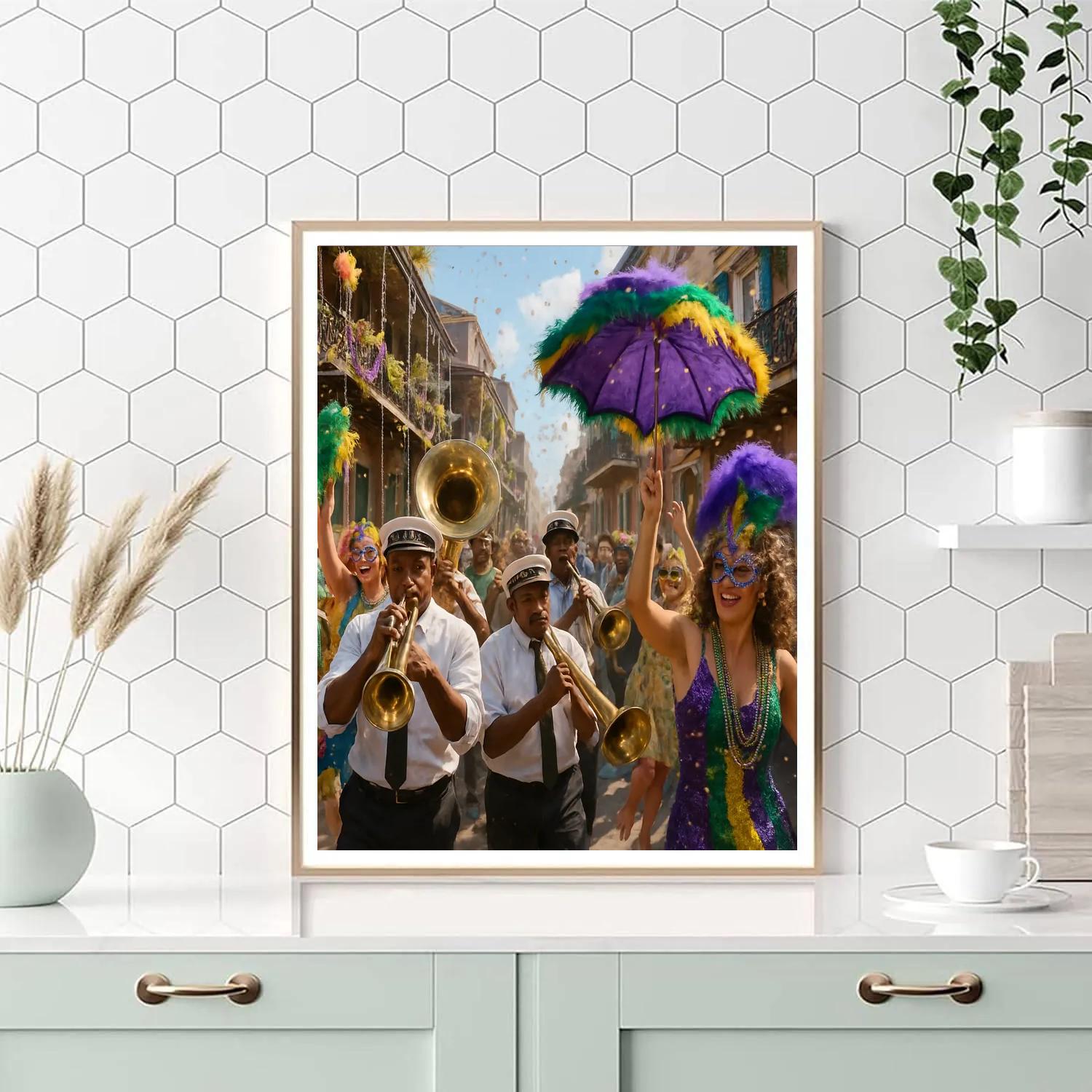 Mardi Gras Second Line Brass Band In New Orleans paint by color