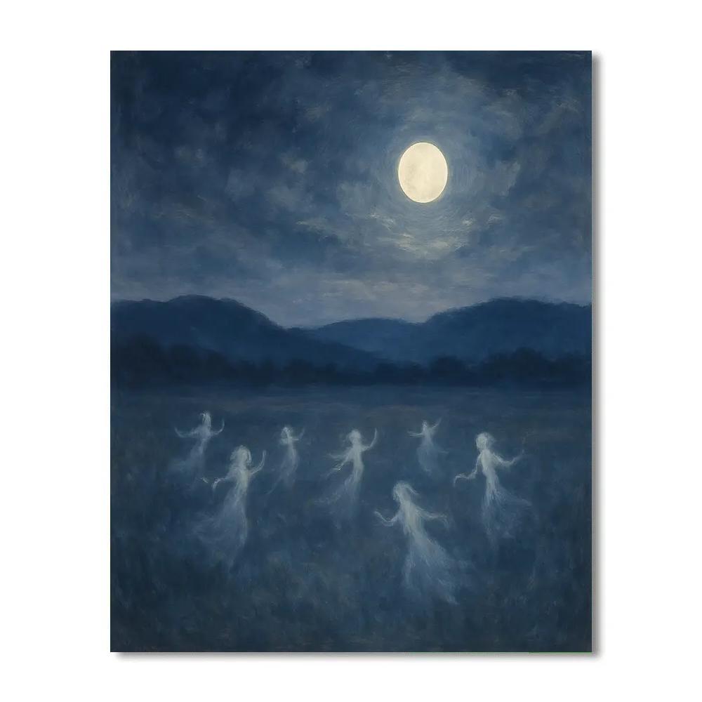 Spectral Moonrise Over The Fields Painting by numbers kit