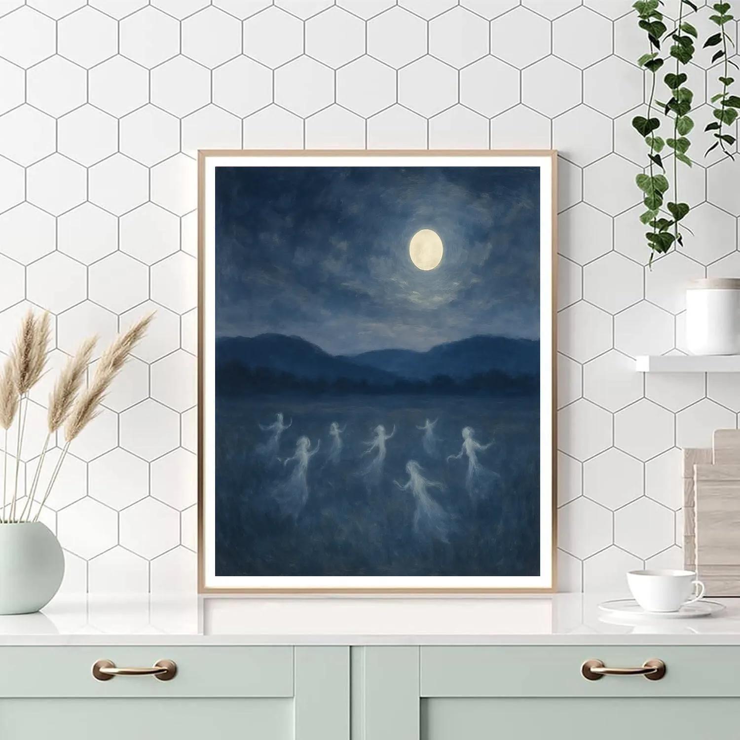 Spectral Moonrise Over The Fields Painting by numbers kit