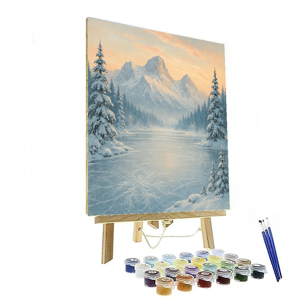 Peaceful Frozen Lake With Snowy Peaks DIY paint by numbers