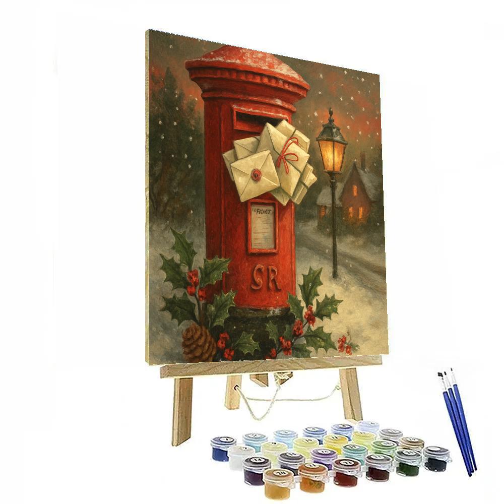 Festive Postbox Overflowing With Letters Number painting