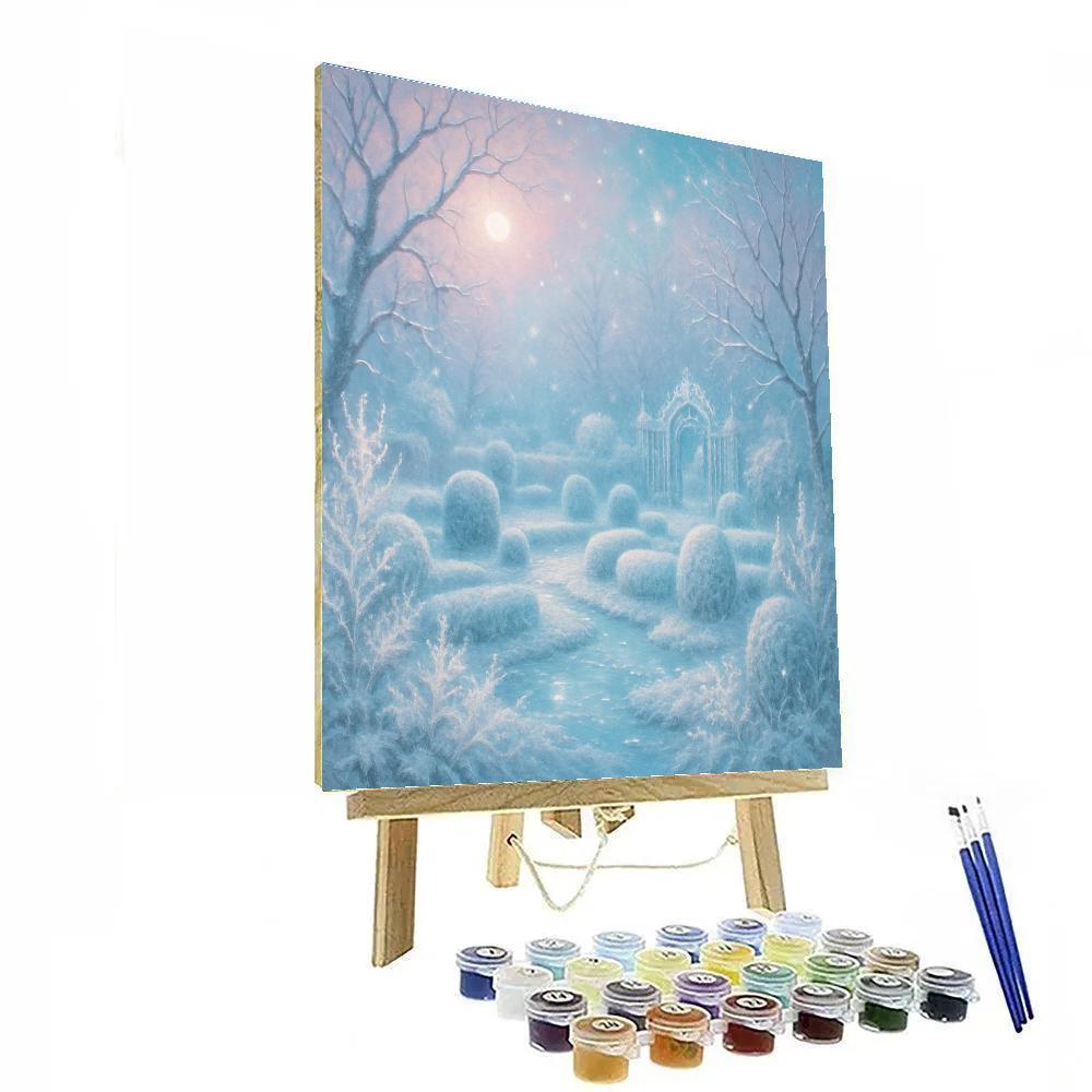 Dancing Snowflakes Over Frozen Garden paint by color