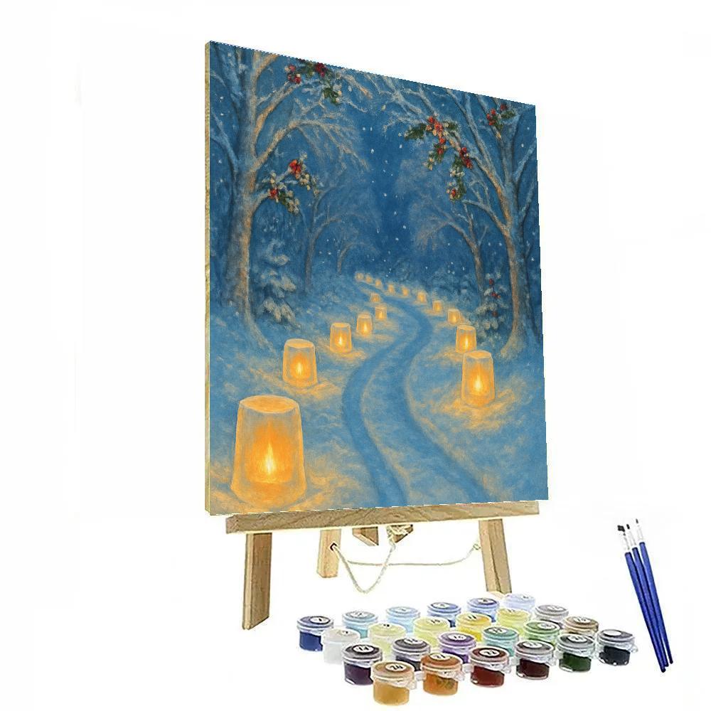 Carved Ice Lanterns Guiding Winter Pathway Paint by numbers kits