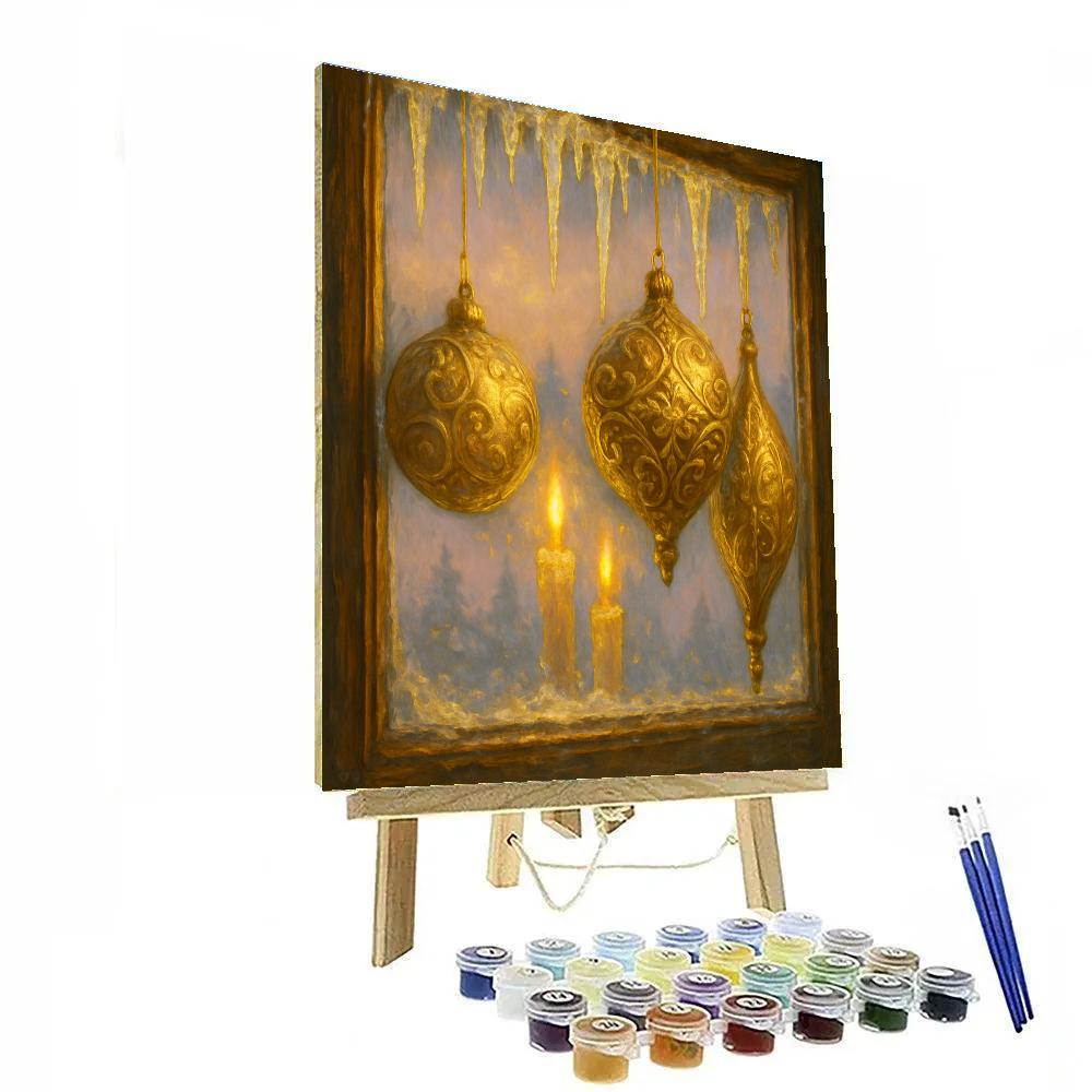 Gilded Ornament Reflections On Window Pane Paint by numbers kits