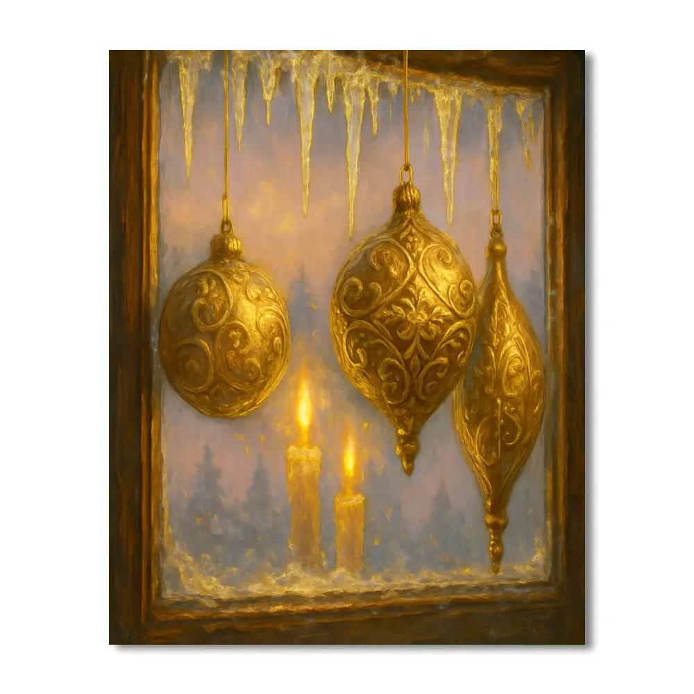 Gilded Ornament Reflections On Window Pane Paint by numbers kits