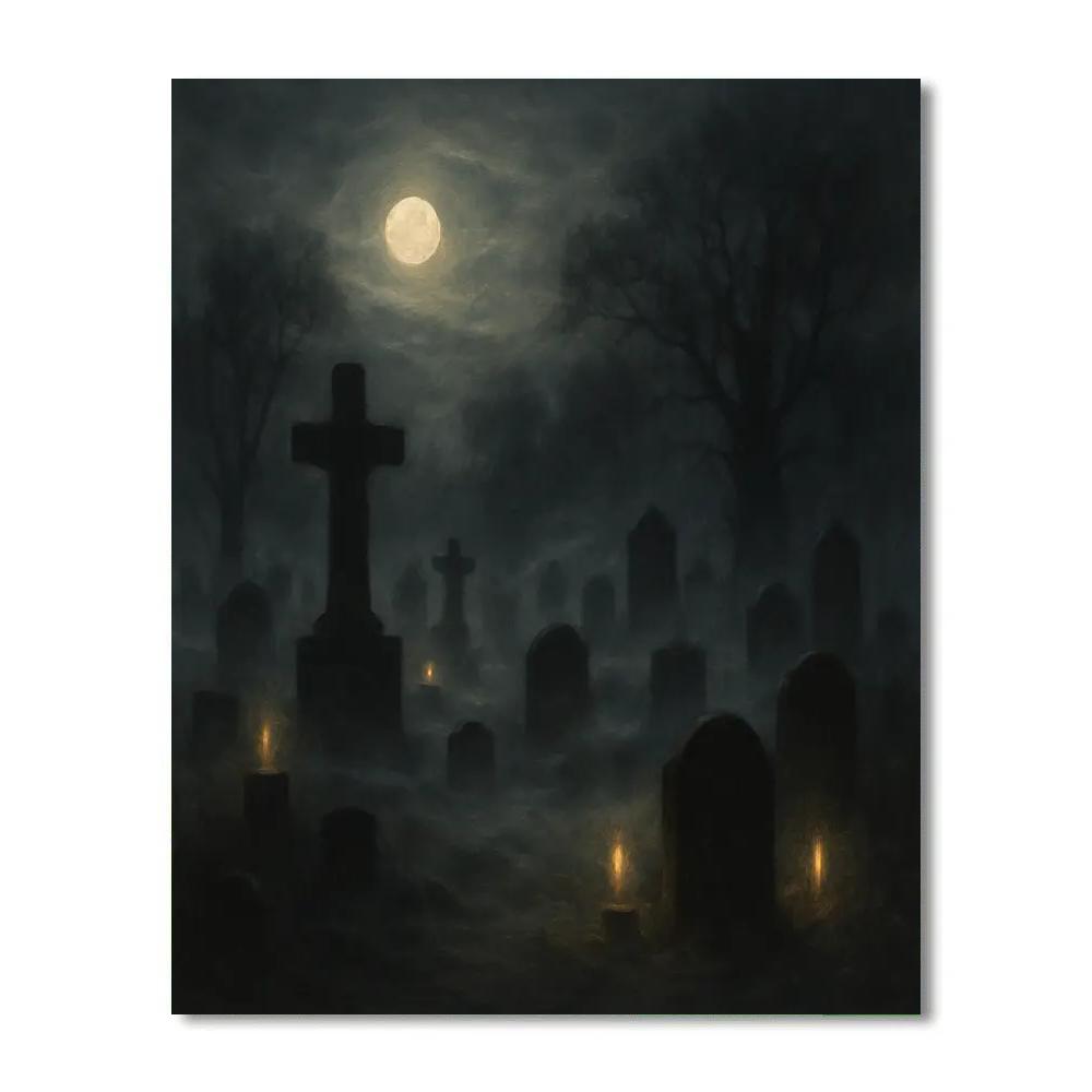 Cemetery Of Whispering Shadows paint by number