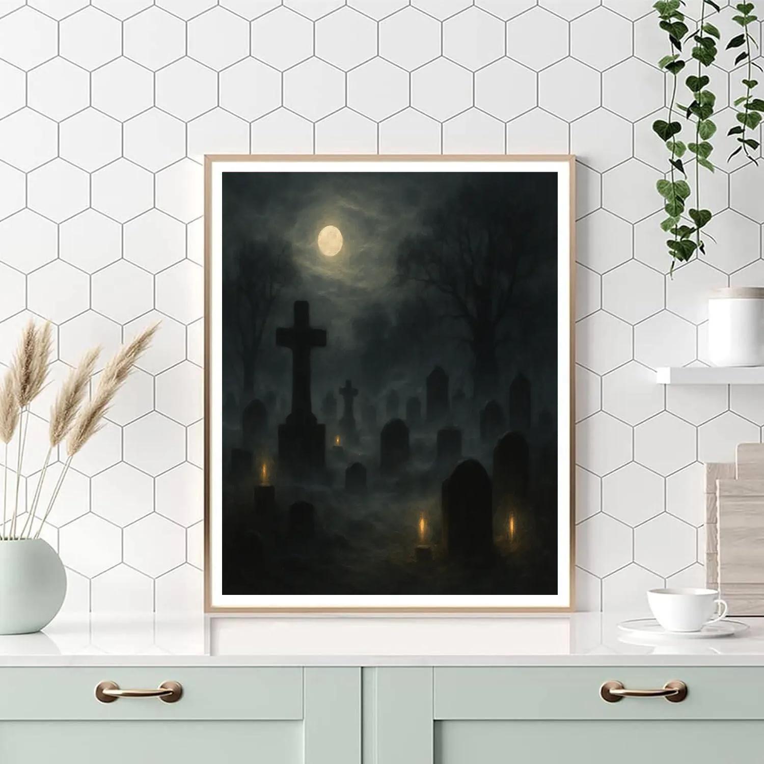 Cemetery Of Whispering Shadows paint by number