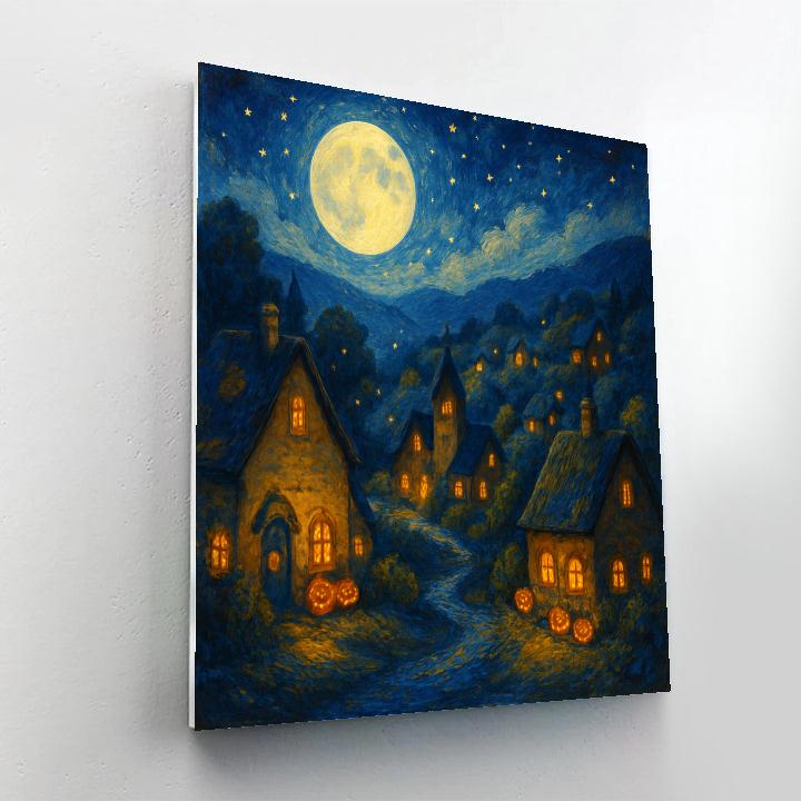 Enchanted Village Under Stars Paint by numbers art