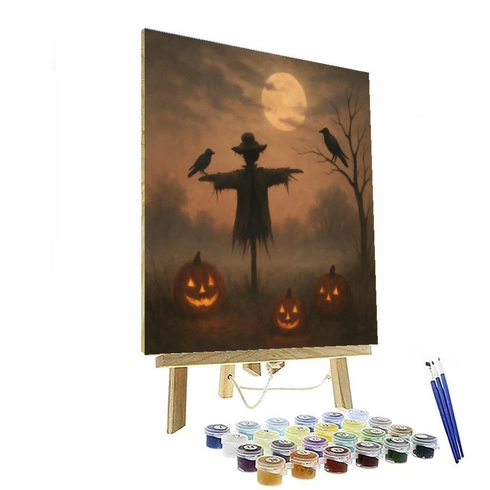 Moonlit Scarecrow Vigil Paint by numbers art