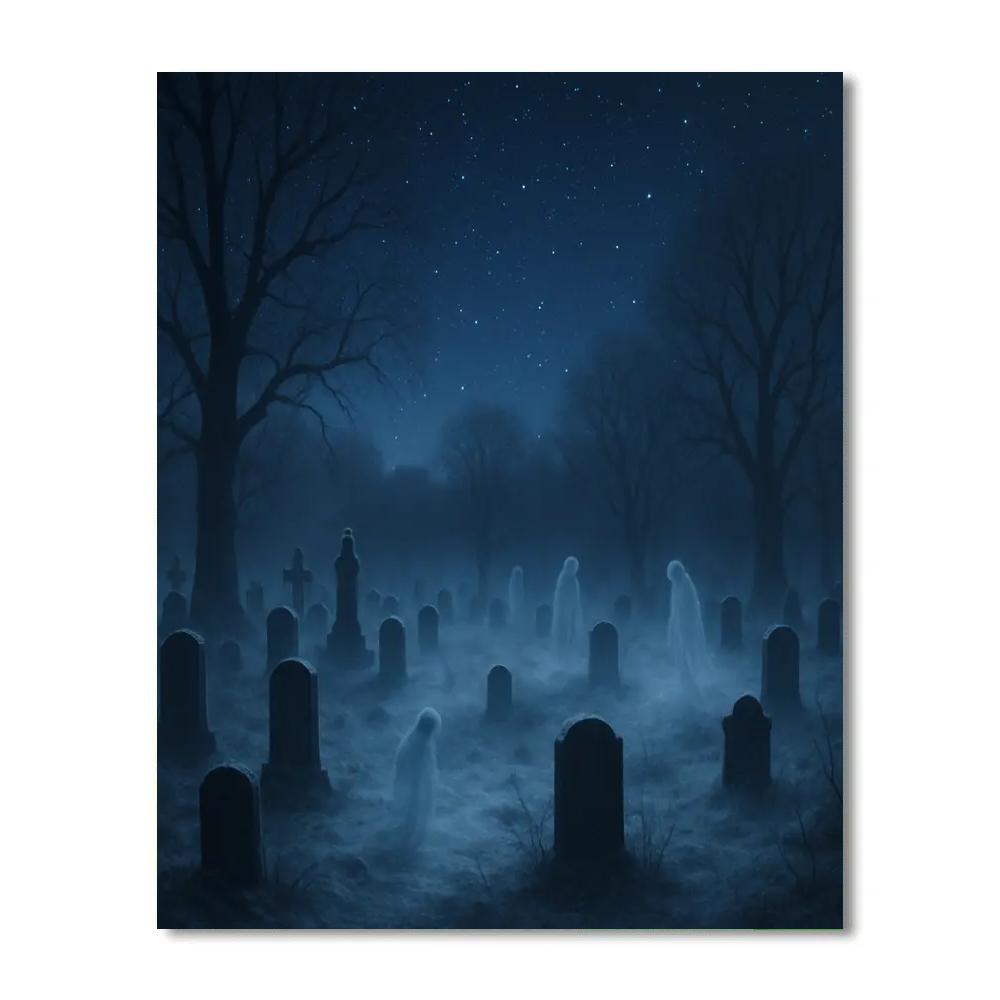 Frosted Night At The Graveyard Numbered painting kits