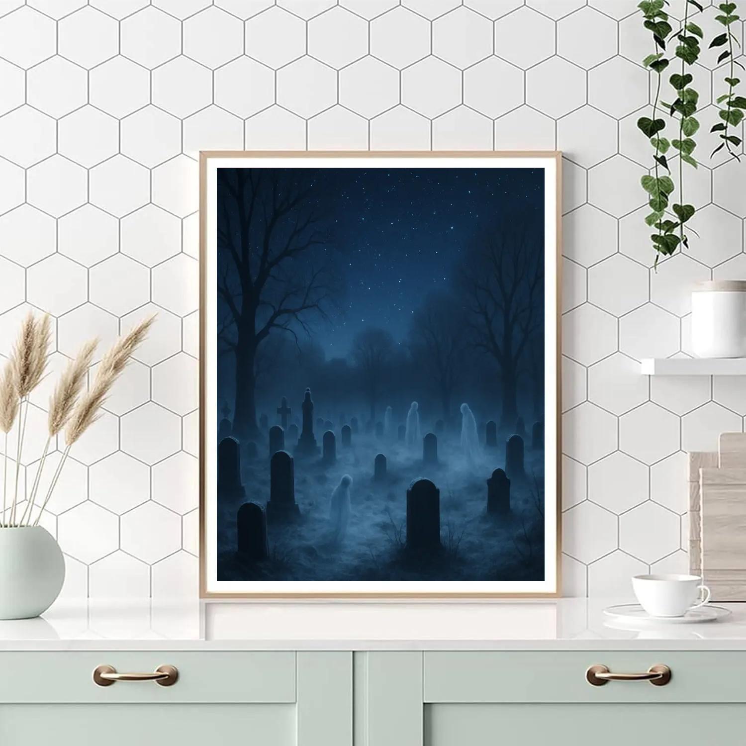 Frosted Night At The Graveyard Numbered painting kits