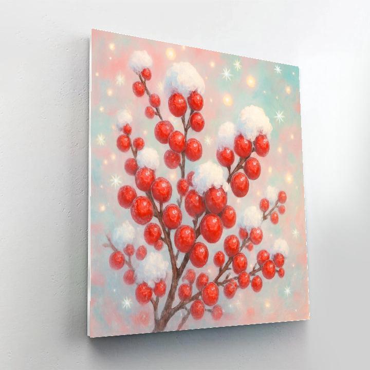 Winterberry Branches With Soft Snowfall Glow Numbered painting kits