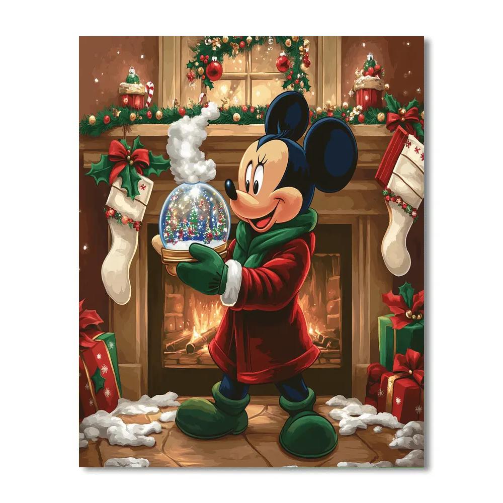Mickey Caroling Snowglobe paint by color