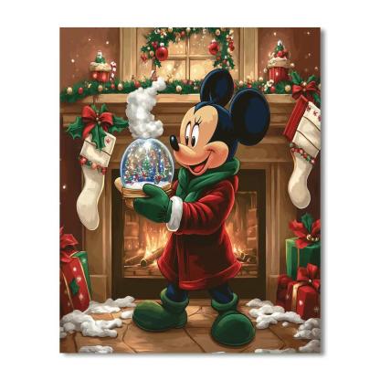 Mickey Caroling Snowglobe paint by color