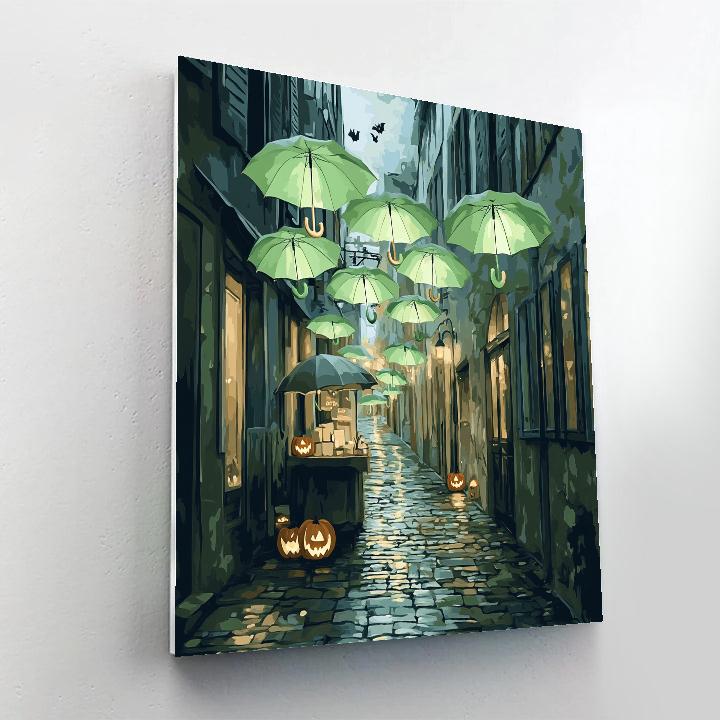 Lantern Alley With Haunted Umbrellas paint by numbers