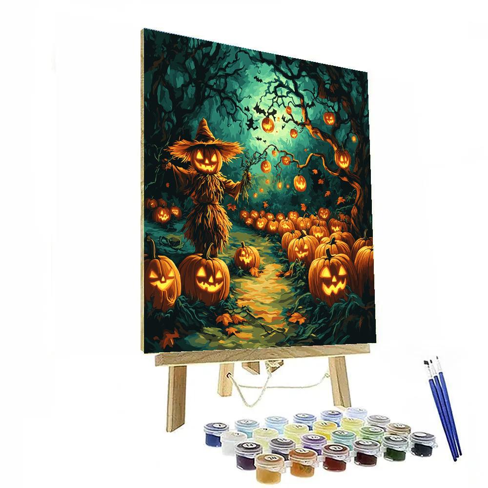 Spooky Orchard Of Whispering Pumpkins paint by color