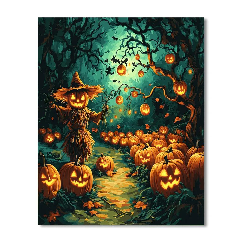 Spooky Orchard Of Whispering Pumpkins paint by color
