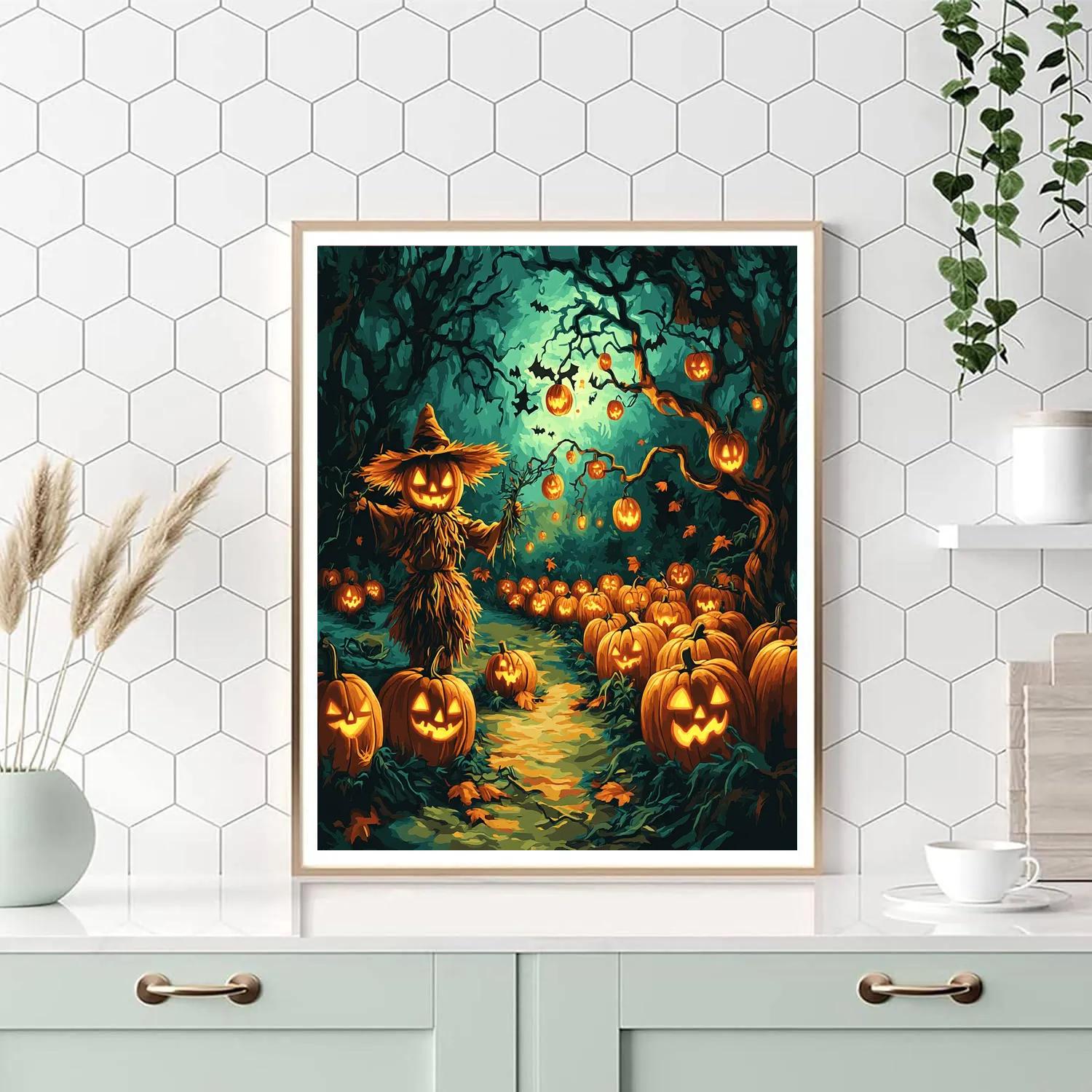 Spooky Orchard Of Whispering Pumpkins paint by color