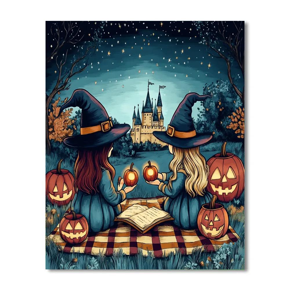 Witch Hat Starlit Picnic painting number kit