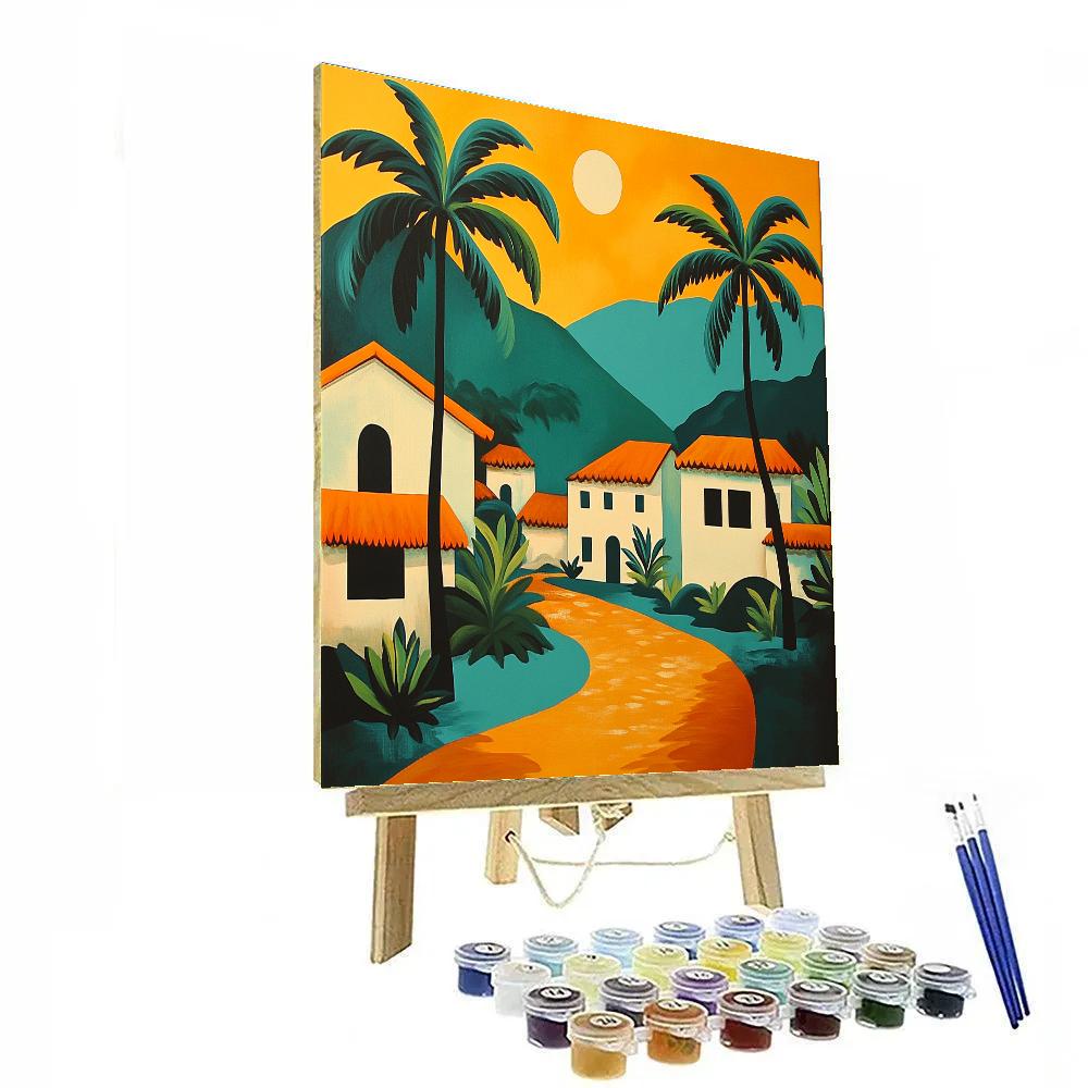 Gauguin Inspired Island Village paint by numbers