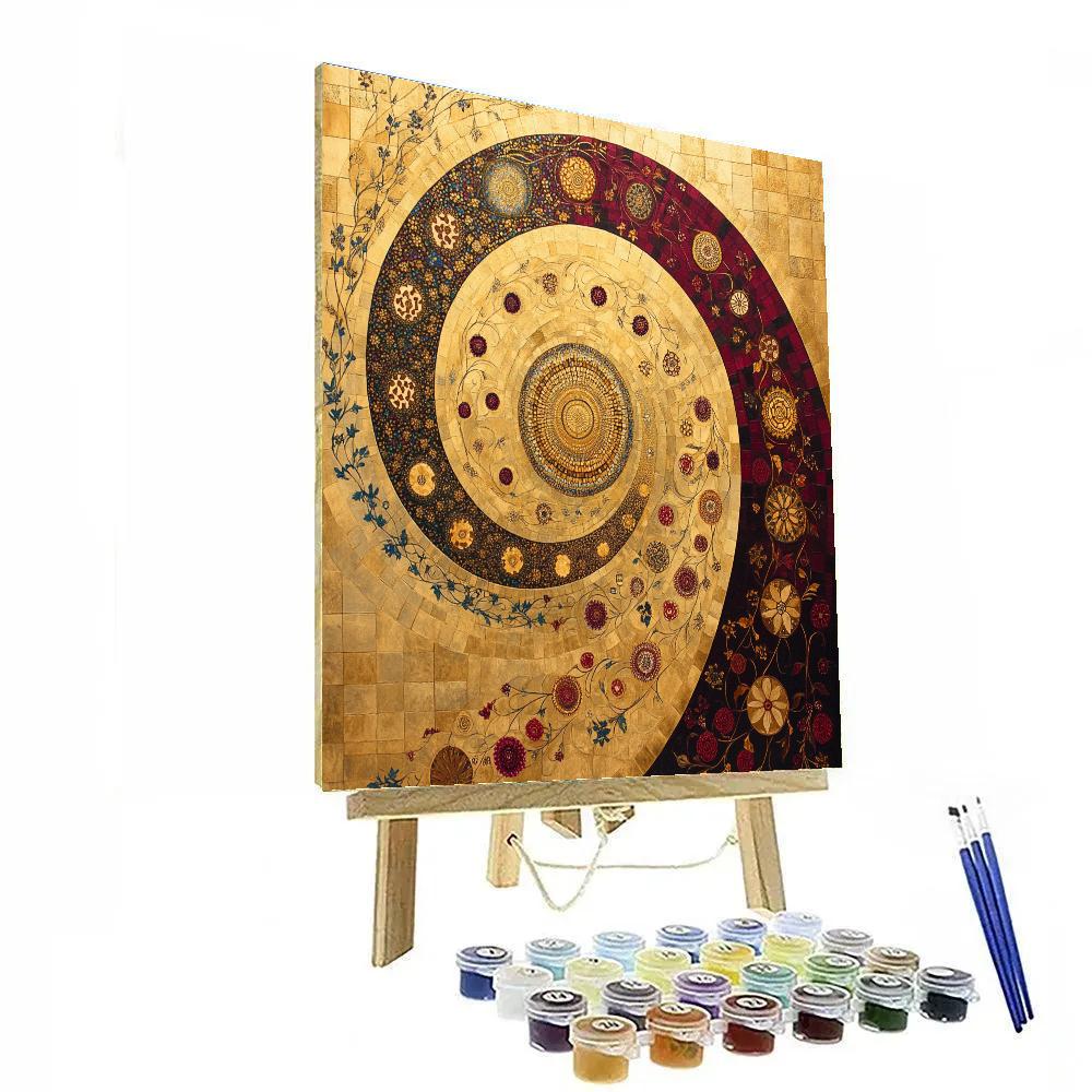 Gustav Klimt Inspired Golden Floral Symphony Numbered painting kits