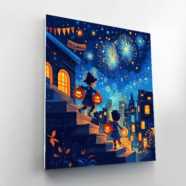 Trick Or Treat Skyline Adventure paint by numbers