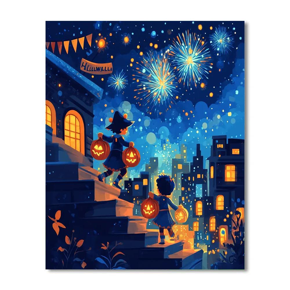 Trick Or Treat Skyline Adventure paint by numbers