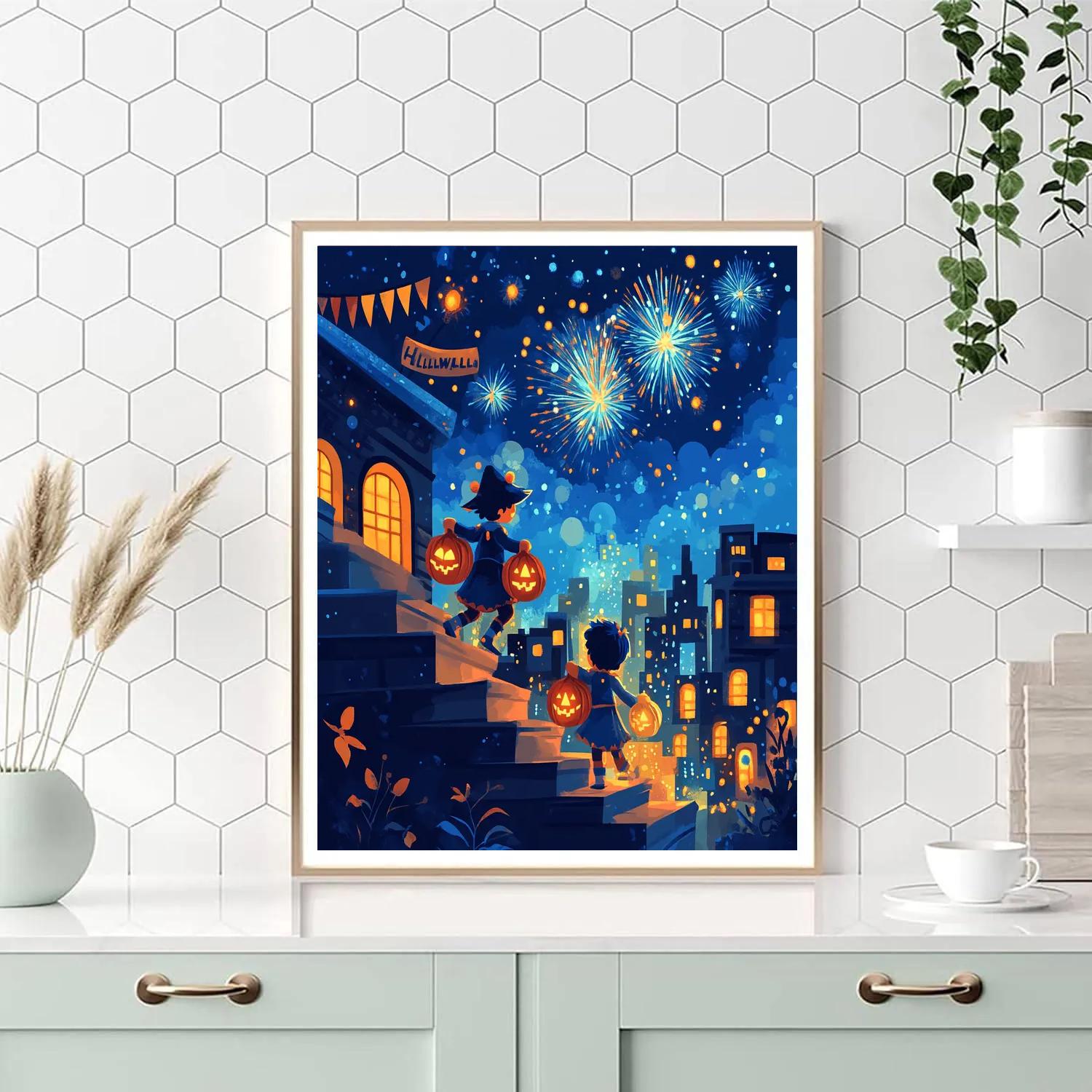 Trick Or Treat Skyline Adventure paint by numbers