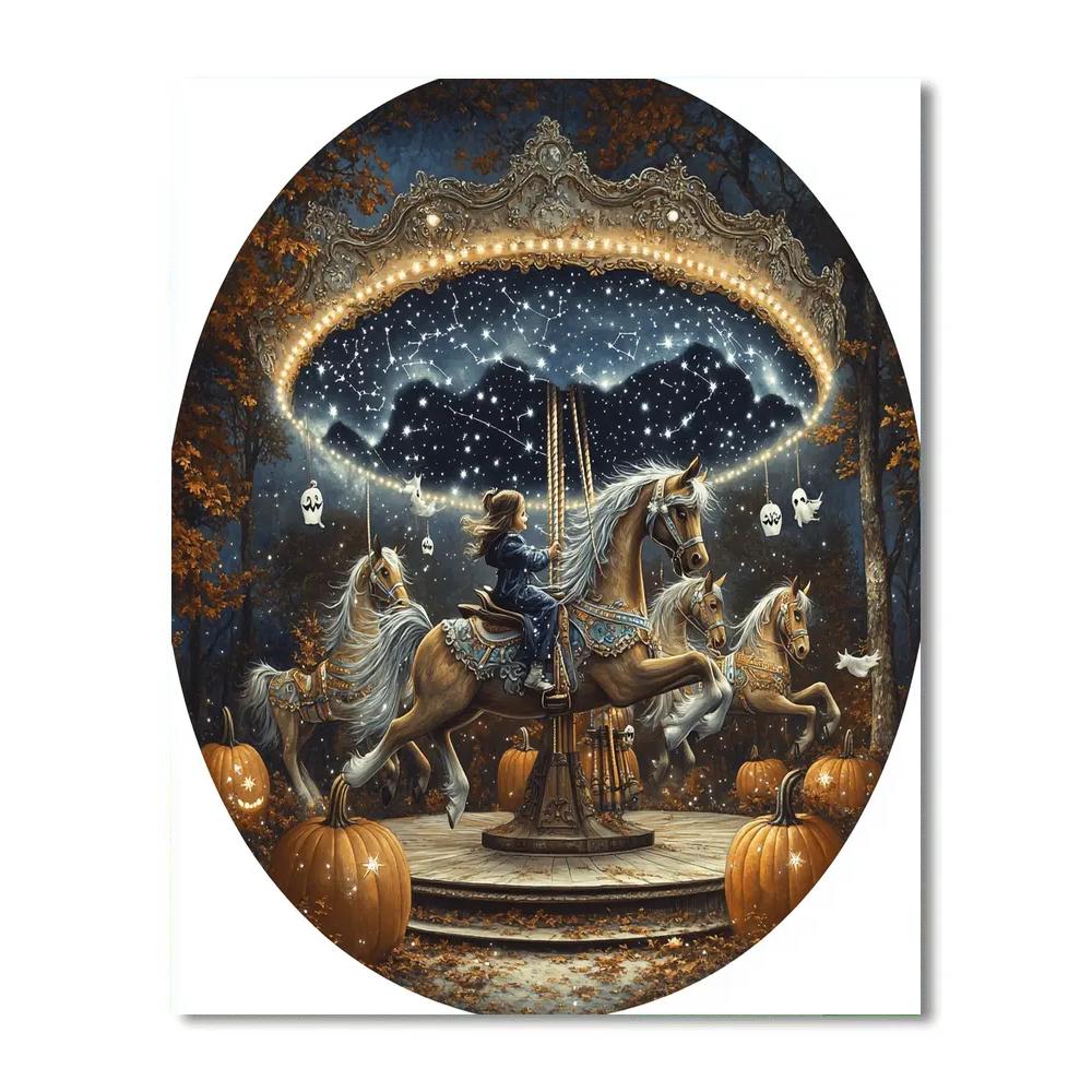Haunted Carousel Of Lunar Masks DIY paint by numbers