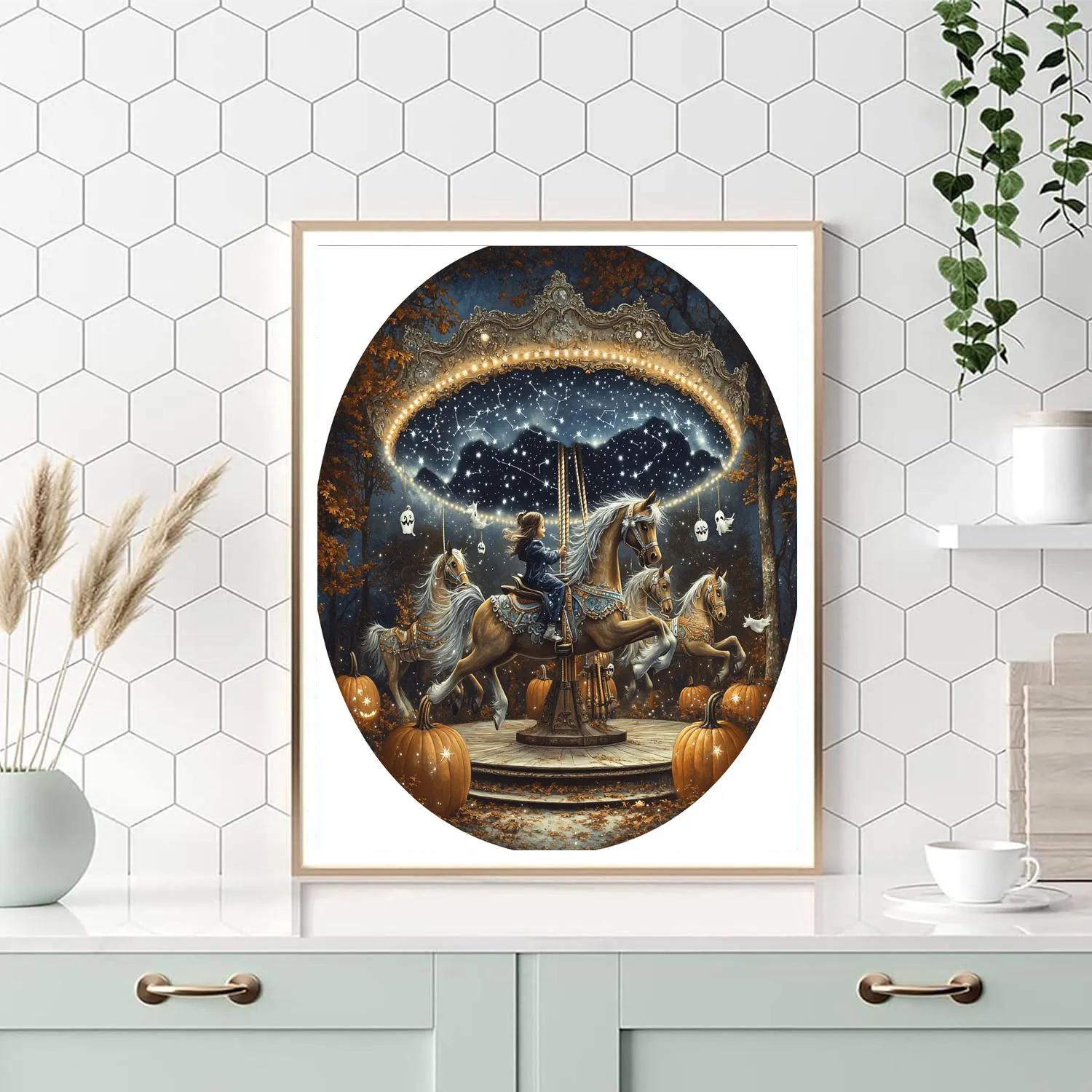 Haunted Carousel Of Lunar Masks DIY paint by numbers