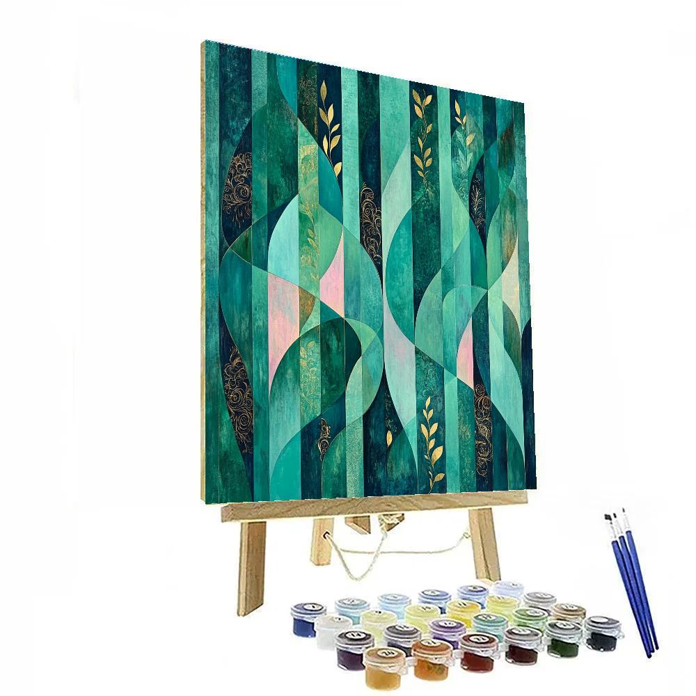 Gustav Klimt Inspired Emerald Mosaic Dream Painting by numbers kit
