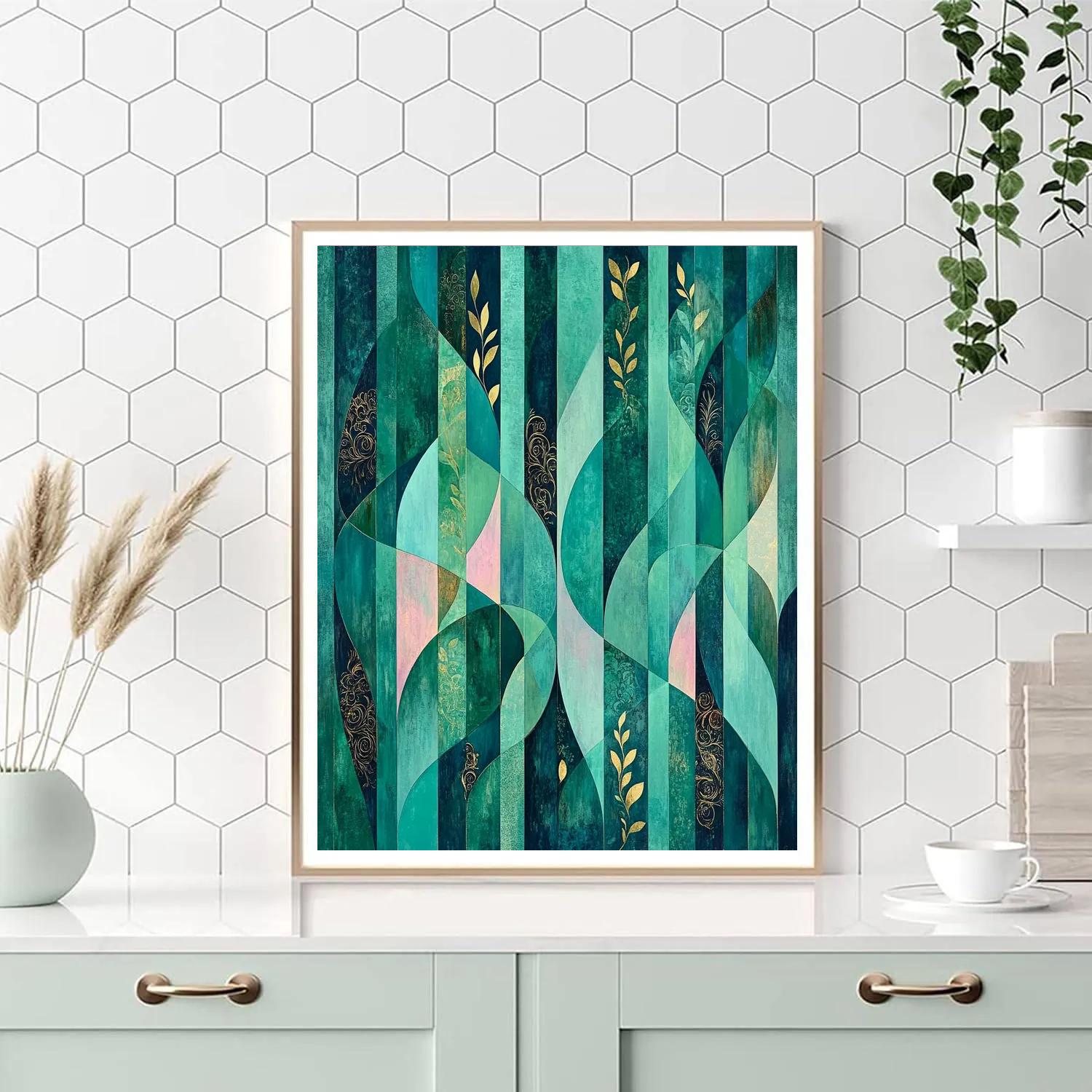 Gustav Klimt Inspired Emerald Mosaic Dream Painting by numbers kit