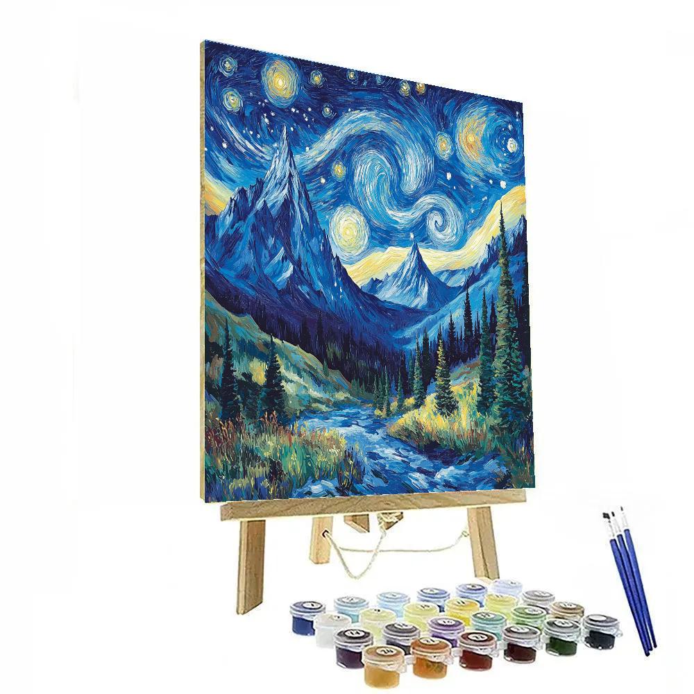 Van Gogh Inspired Starry Mountain Landscapes paint by number