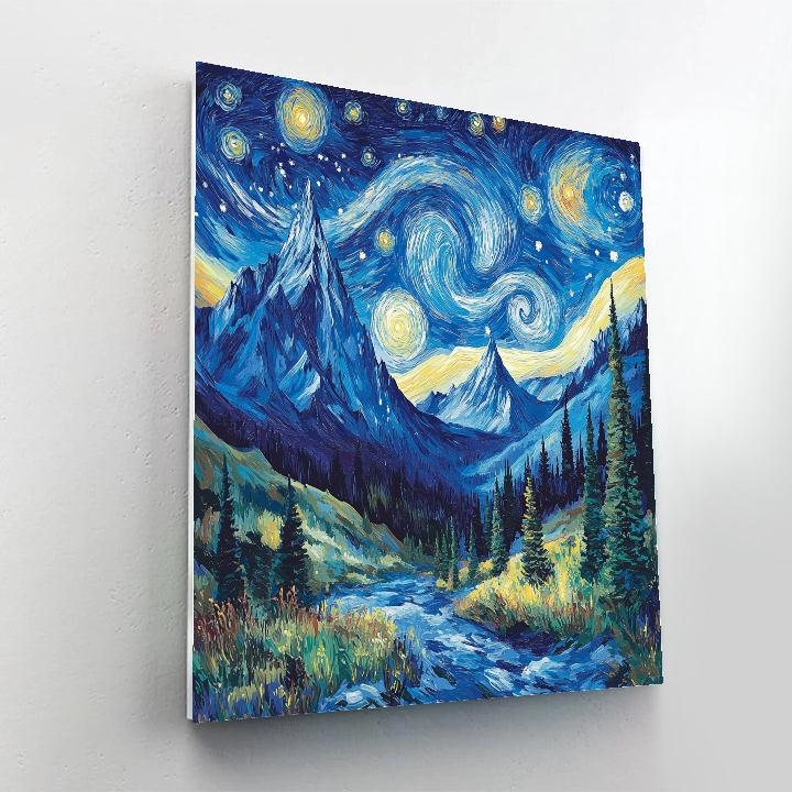 Van Gogh Inspired Starry Mountain Landscapes paint by number