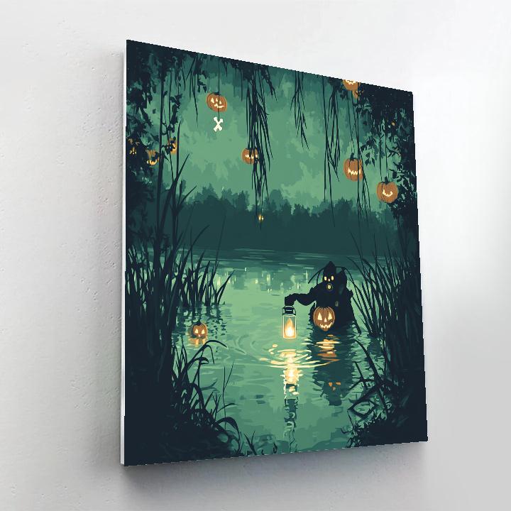 Lantern Diver In The Spooky Marsh Number painting