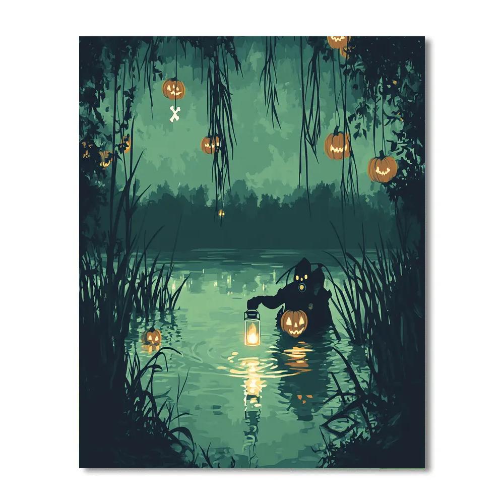 Lantern Diver In The Spooky Marsh Number painting