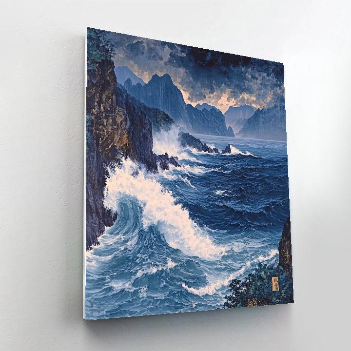 Hokusai Inspired Stormy Mountain Waves Paint by numbers kits