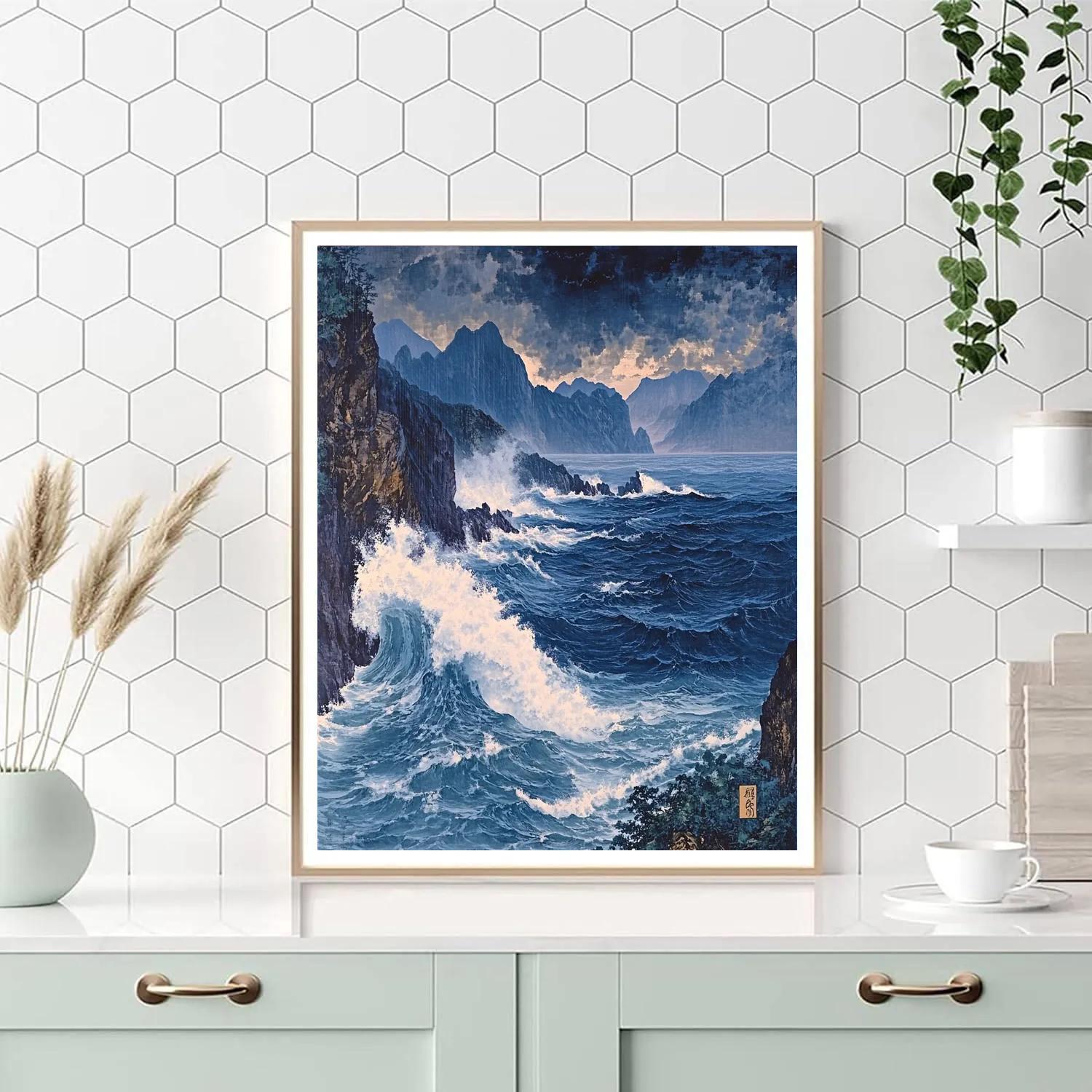 Hokusai Inspired Stormy Mountain Waves Paint by numbers kits