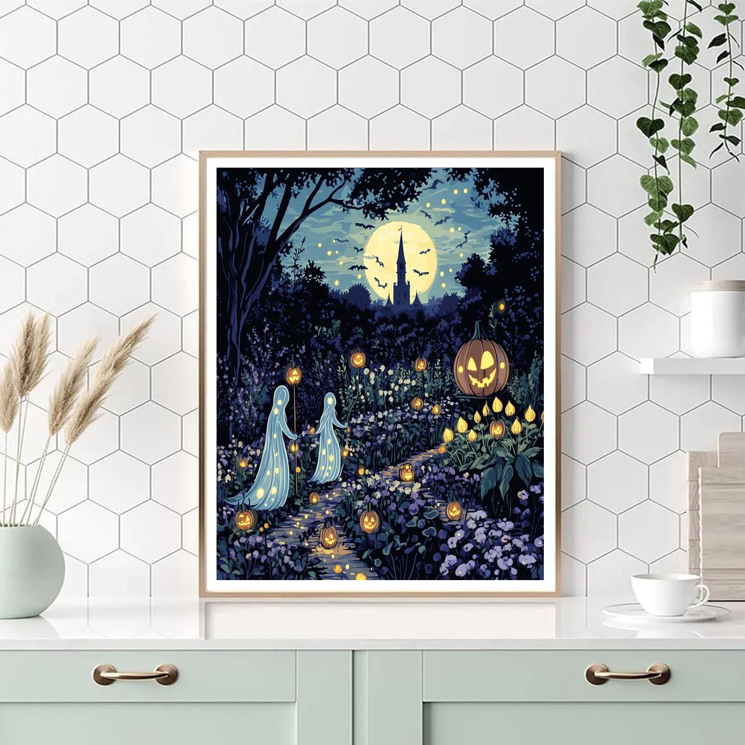 Moonlit Garden Of Friendly Specters painting number kit