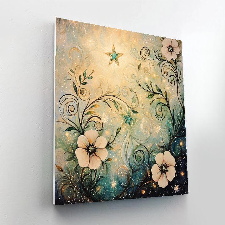 Alphonse Mucha Inspired Celestial Bloom Patterns paint by color