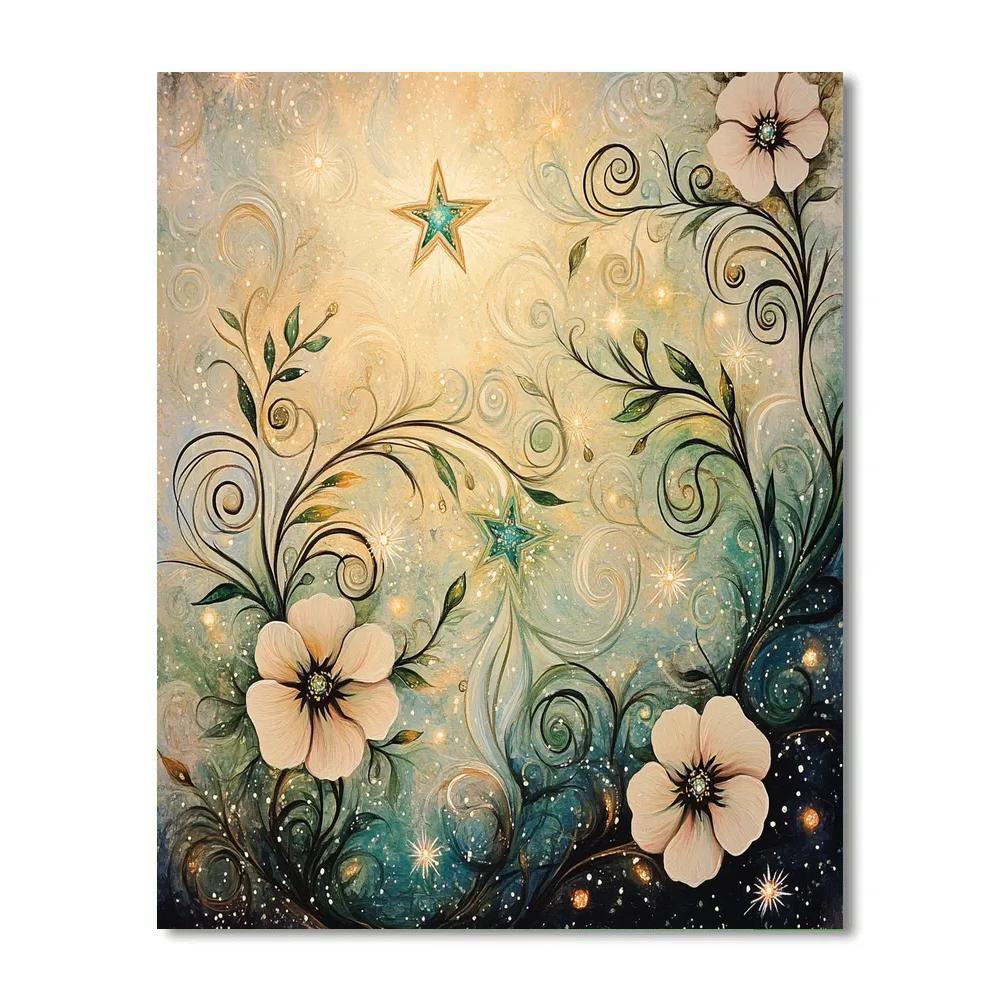 Alphonse Mucha Inspired Celestial Bloom Patterns paint by color