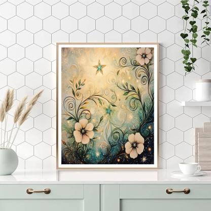Alphonse Mucha Inspired Celestial Bloom Patterns paint by color