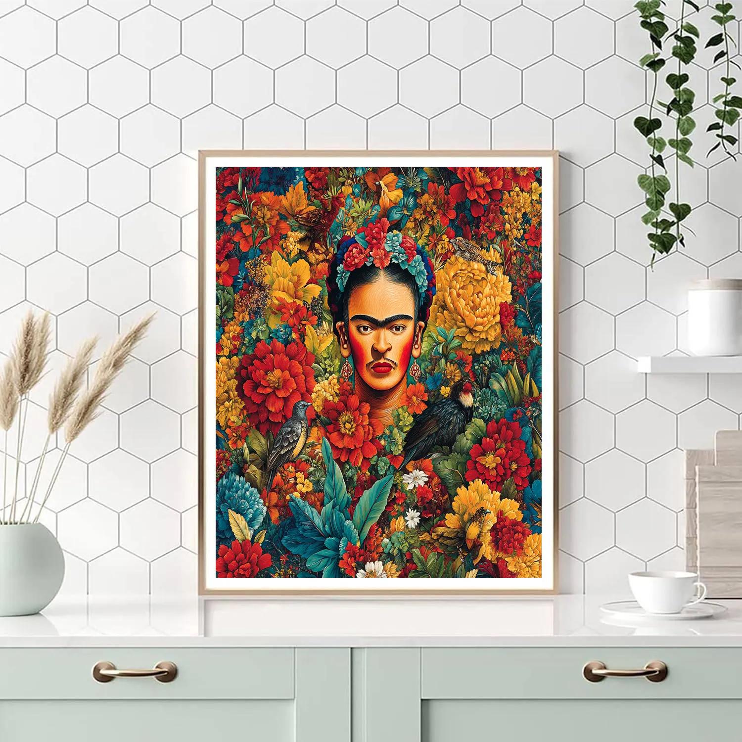 Frida Kahlo Inspired Mythological Garden Portrait Number painting