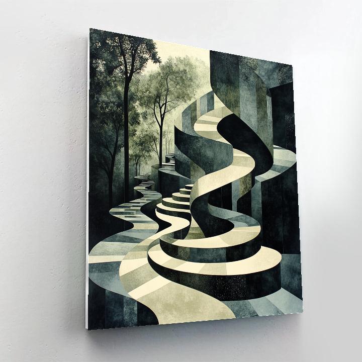 M.C. Escher Inspired Infinite Staircase Of Foliage Numbered painting kits