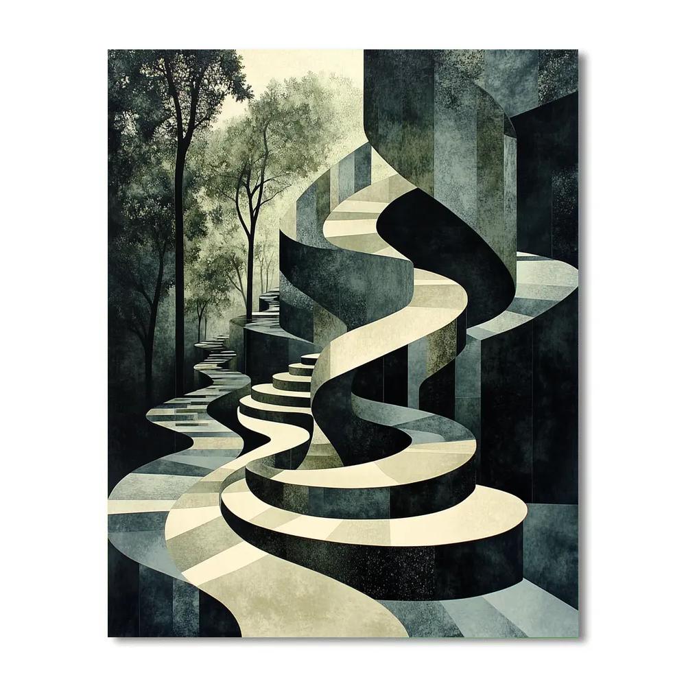 M.C. Escher Inspired Infinite Staircase Of Foliage Numbered painting kits